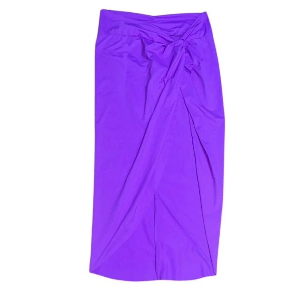 SKIMS Recycled Swim Sarong Skirt Knot‎ Front Drape Violet 3X